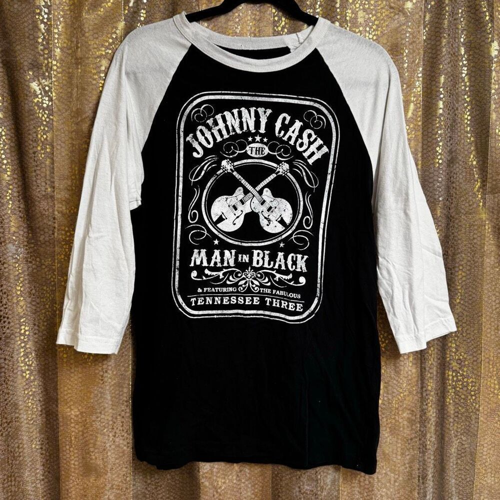 Johnny Cash Man In Black Baseball Raglan Sleeve Zion Rootswear Large